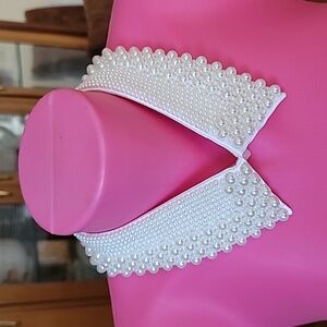 Embellished Detachable Collar Cream Faux Pearls Beaded Vintage Look